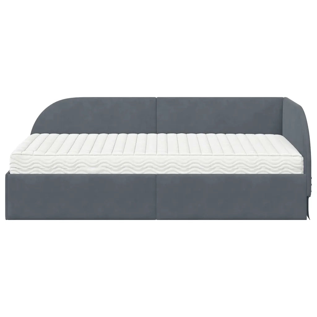 Struttura Letto Angolare con Materasso 2 pcs Grigio Velluto
