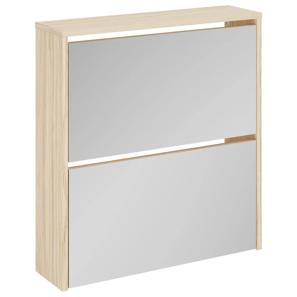 Scarpiera con 2 Ripiani e Specchio Colore Rovere 63x17x67 cm 243045