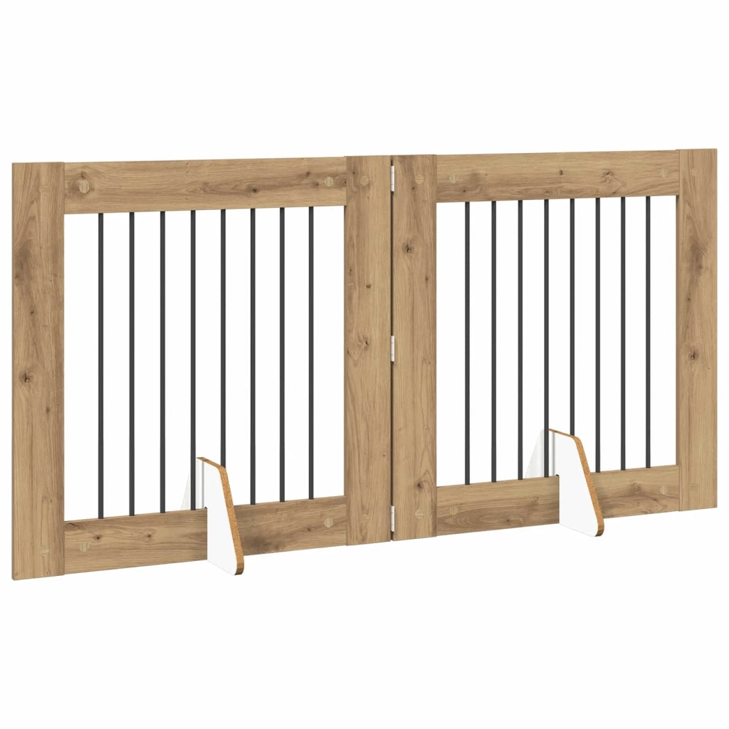 Cancello per cani pieghevole con supporti 2 pz 160,5 cm 892078