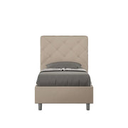 Letto singolo senza rete imbottito 90x190 similpelle tortora Priya