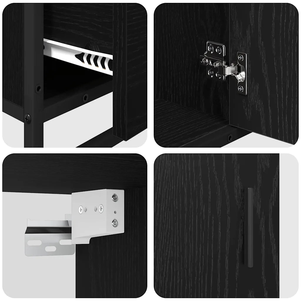 Set di mobili per il bagno 3 pz Rovere Nero 35 x 37,5 x 100 cm 3402473