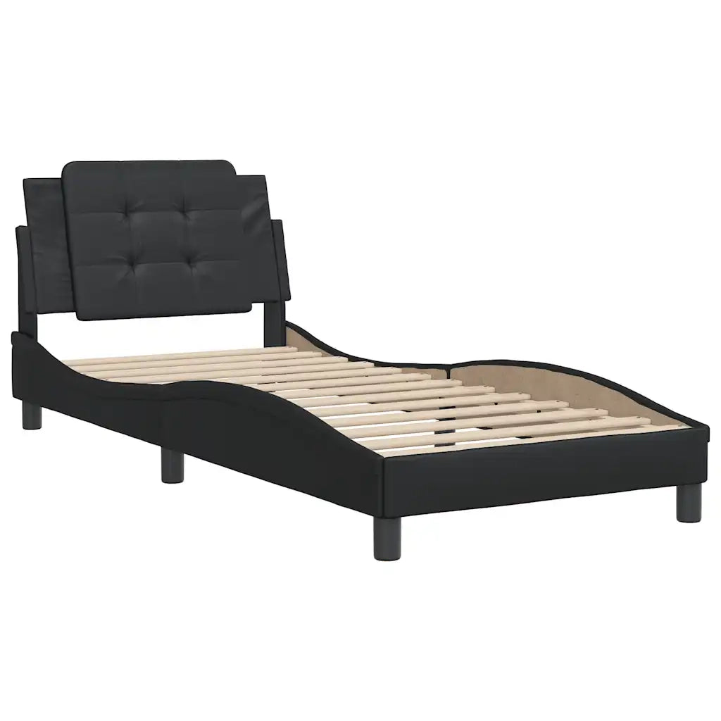 Letto singolo | Letto per adulti | Giroletto senza Materasso Zadar Nero 100x200 cm in Similpelle