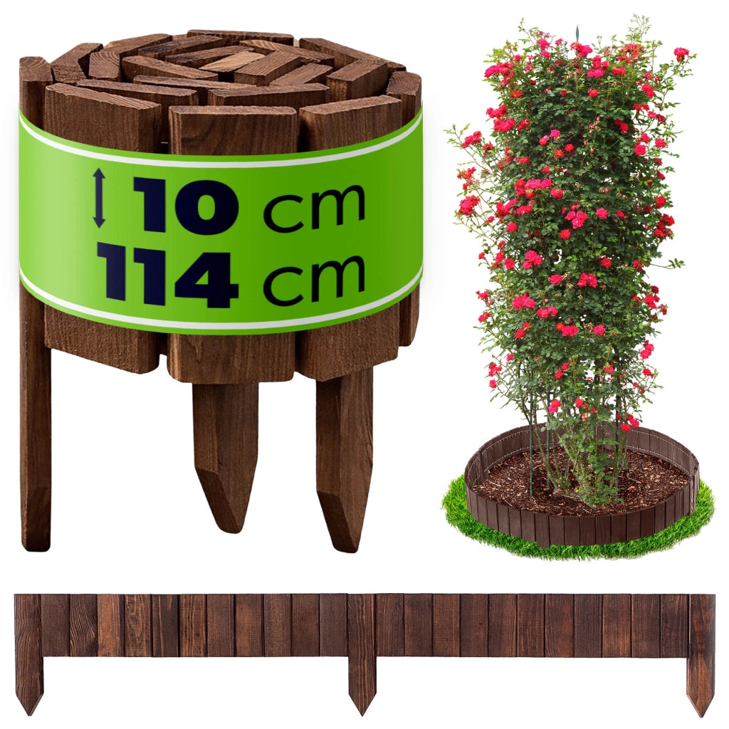 Recinzione da giardino in legno KADAX Palisade, finitura marrone martellata, 10x114 cm