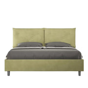 Letto matrimoniale con rete imbottito 160x190 microfibra tè verde Appia