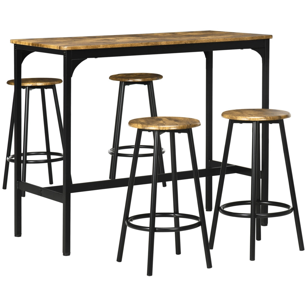Set bar 1 tavolo + 4 sgabelli ¨C Minimal ¨C nero + marrone