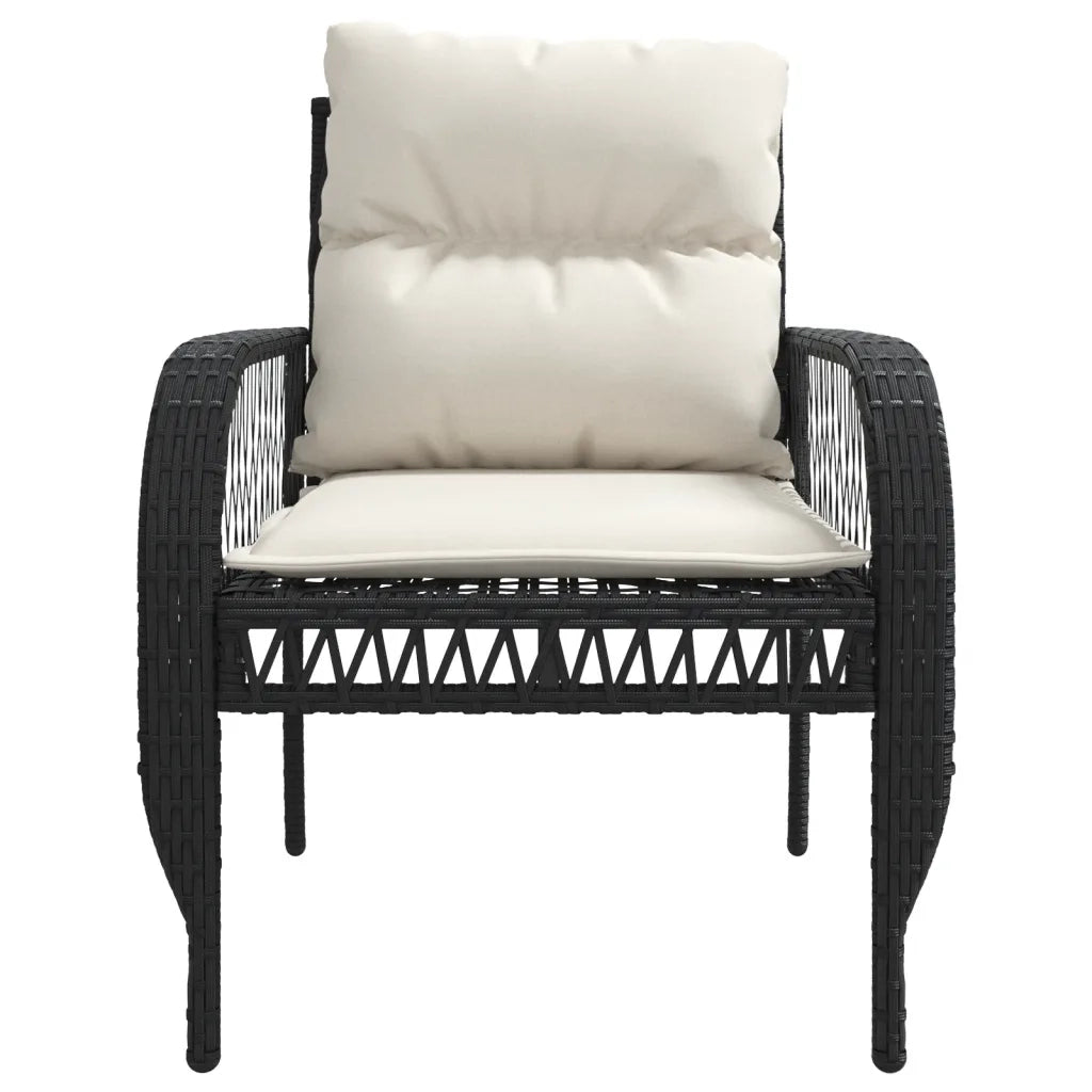 Set Divani da Giardino 4 pz | Set Salotto da Giardino con Cuscini Nero in Polyrattan