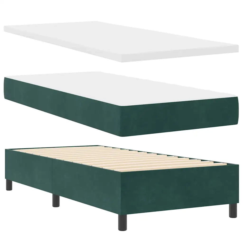 Letto a molle con cuscino Verde scuro 200 x 80 cm Velluto 3344477