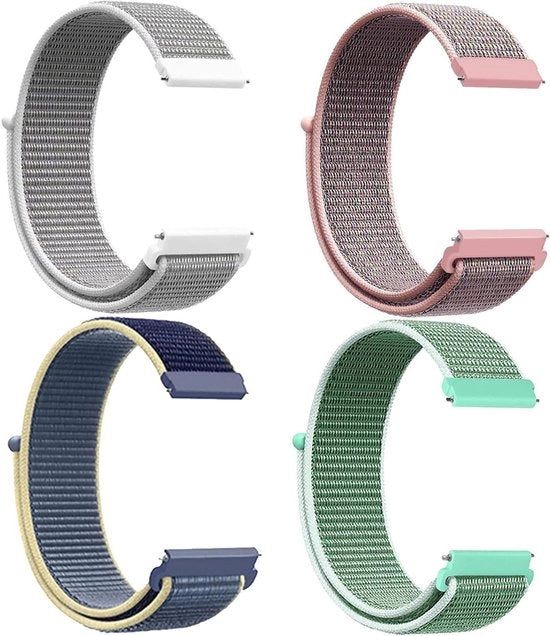 Set di 4 cinturini orari elastiche in nylon Quick Release 22mm/20mm in unico formato