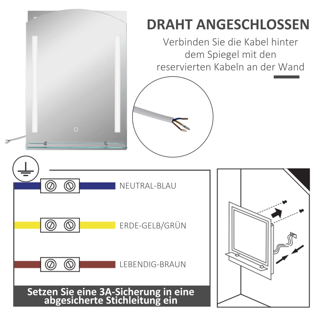 Specchio da Bagno con Illuminazione LED ¨C Minimal ¨C Bianco 50x12x70 cm