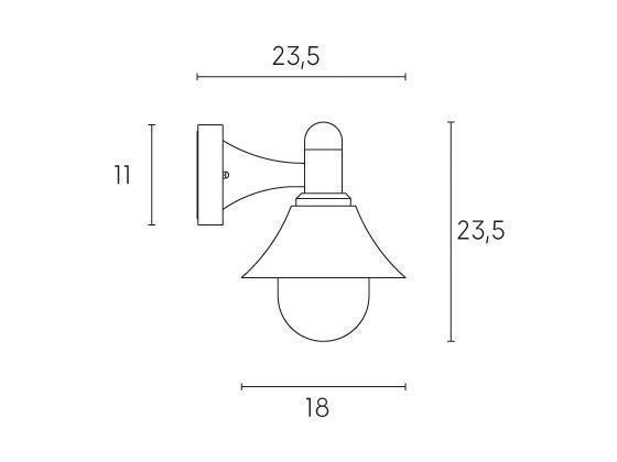 Applique Piccola In Basso E27 linea soda nero