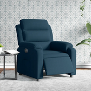 Poltrona Reclinabile Elettrica Blu in Velluto