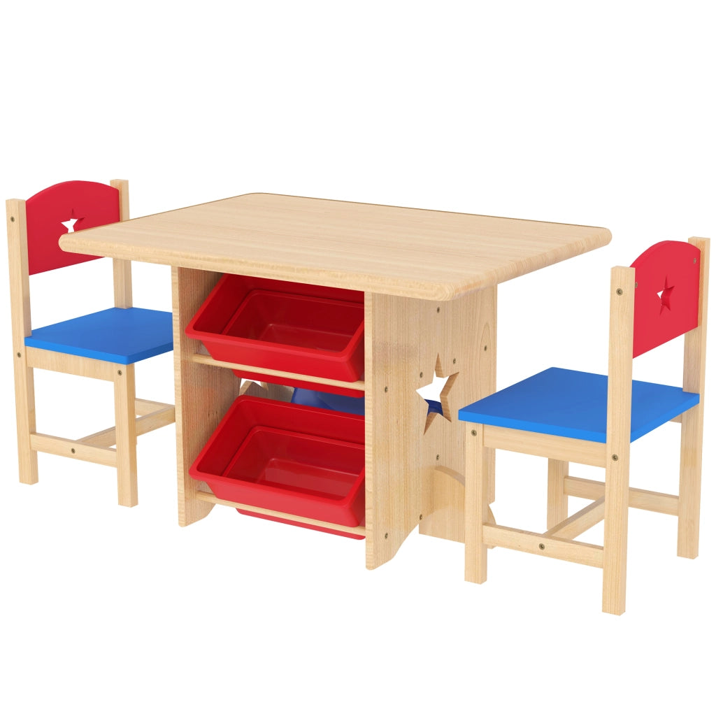 Tavolo con Sedie per Bambini ¨C Minimal ¨C Legno e PP, 4 Contenitori