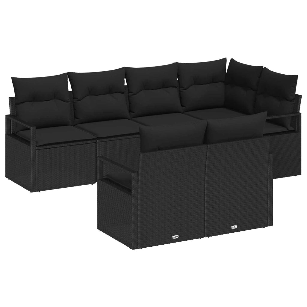 Set Divano da Giardino con cuscino 7 pcs Nero polyrattan 3355092