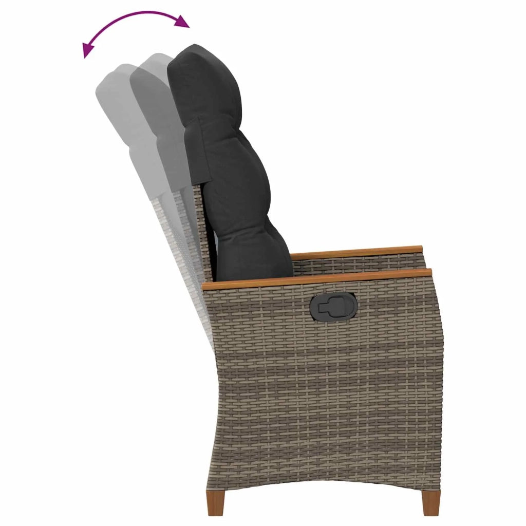 Sedia da giardino reclinabile Grigio e Grigio Scuro polyrattan 42026865
