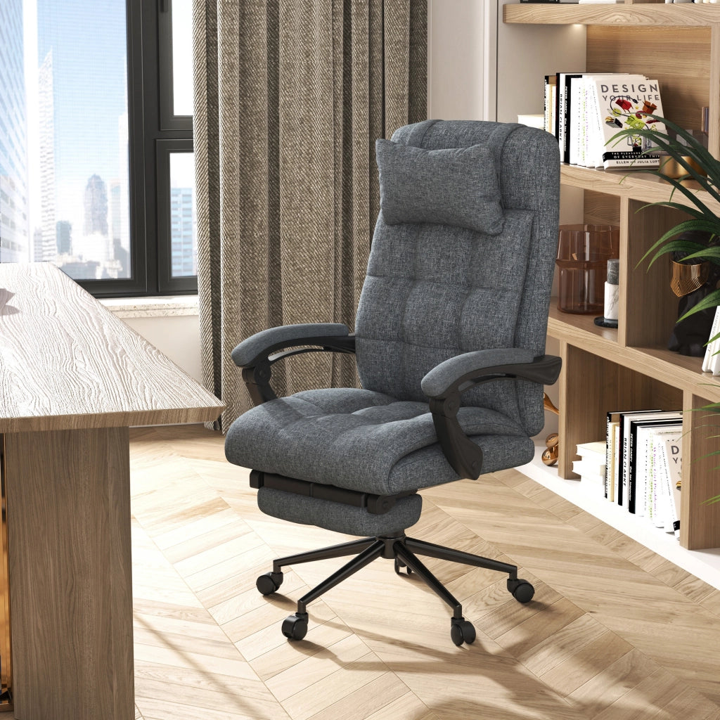 Poltrona Ufficio Ergonomica Reclinabile ¨C Xylo ¨C Grigio con Poggiatesta e Poggiapiedi 66x76x112-120cm