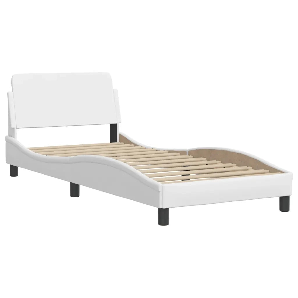 Letto singolo | Letto per adulti | Giroletto Viana con LED senza Materasso Bianco 90x200 cm