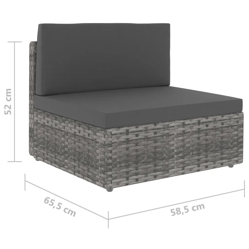 Divano Modulare a 2 Posti in Polyrattan Grigio 49523