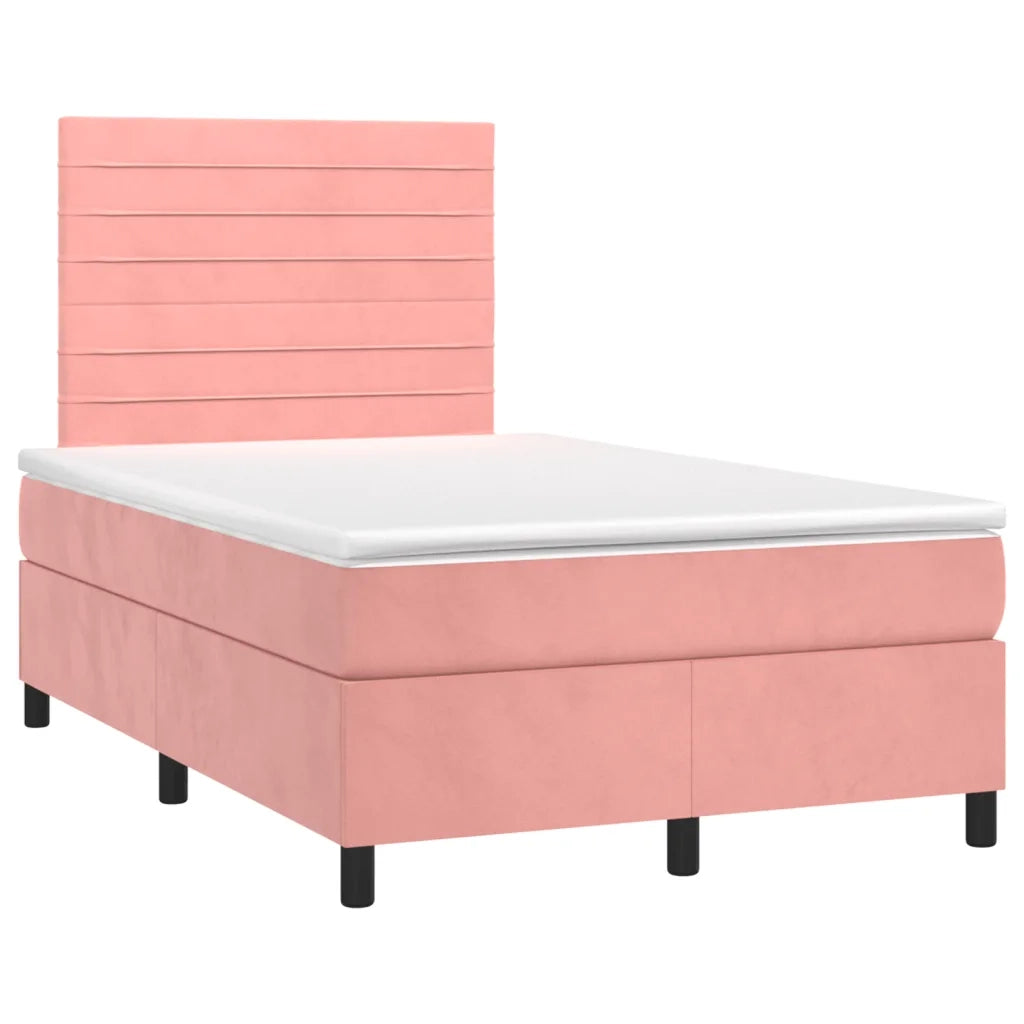 Letto a Molle con Materasso e LED Rosa 120x190 cm in Velluto 3270322