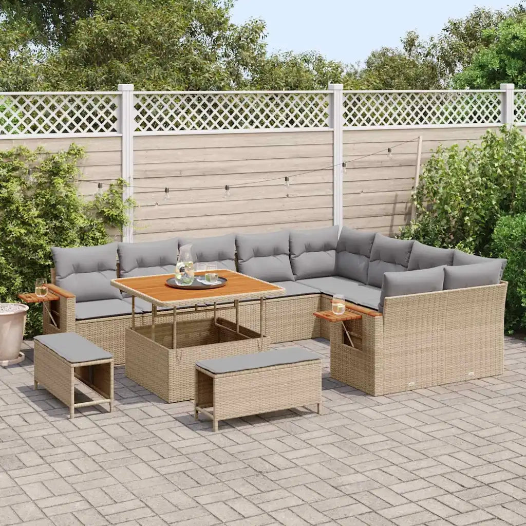 Set Divano da Giardino 13 pcs Beige e Grigio Chiaro polyrattan 3365157