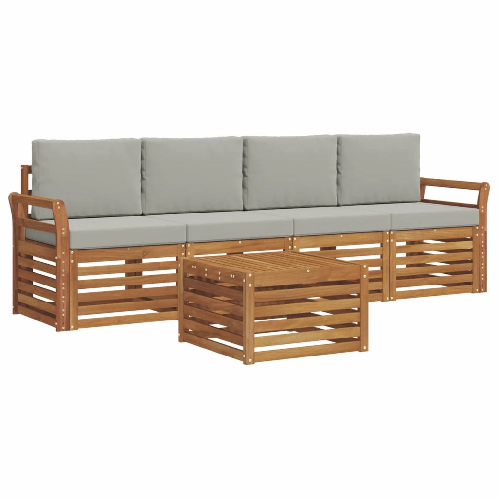 Set divani con cuscino 5 pcs Grigio Naturale e Chiaro 3374331