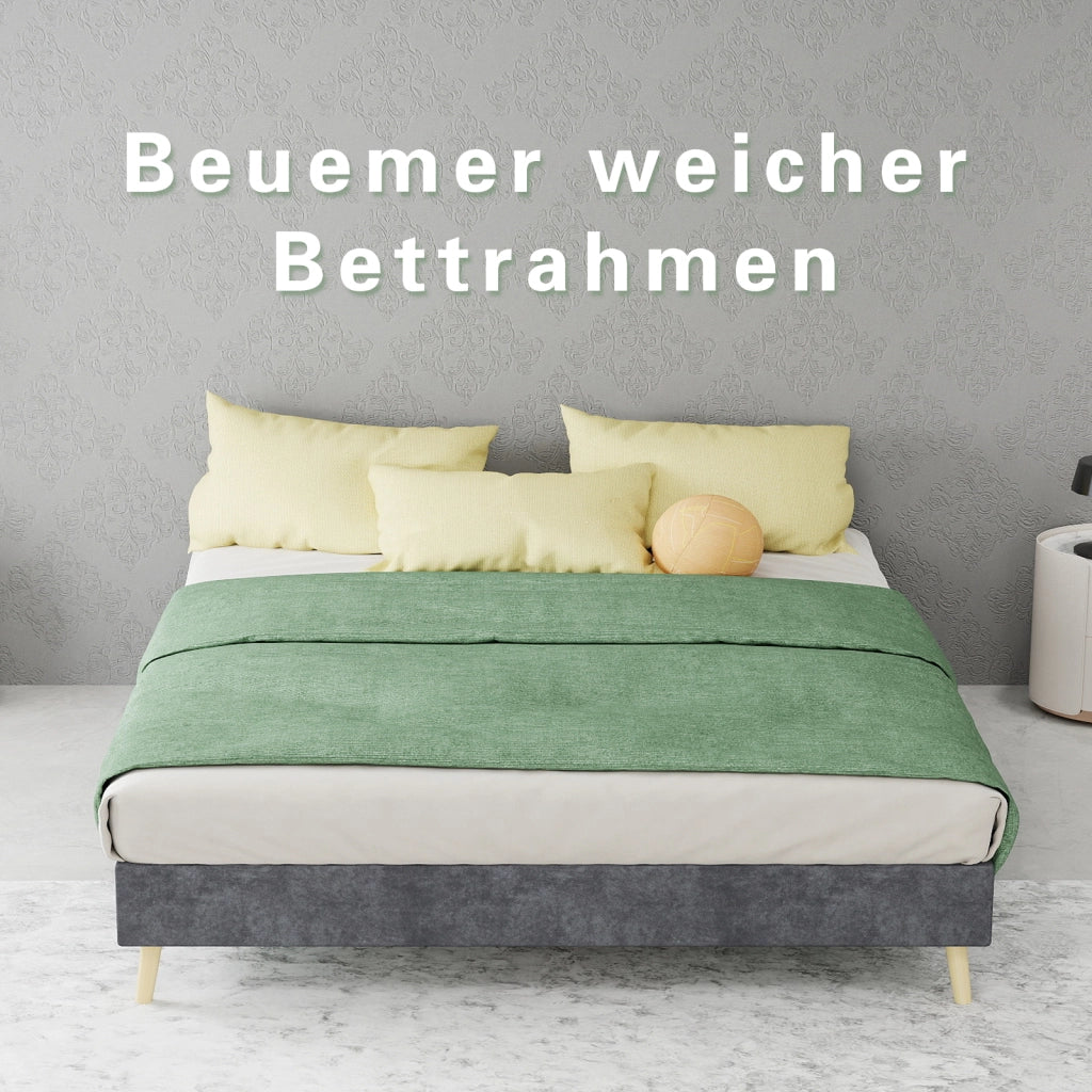 LETTO 140x200 cm Grigio in Tessuto e Metallo