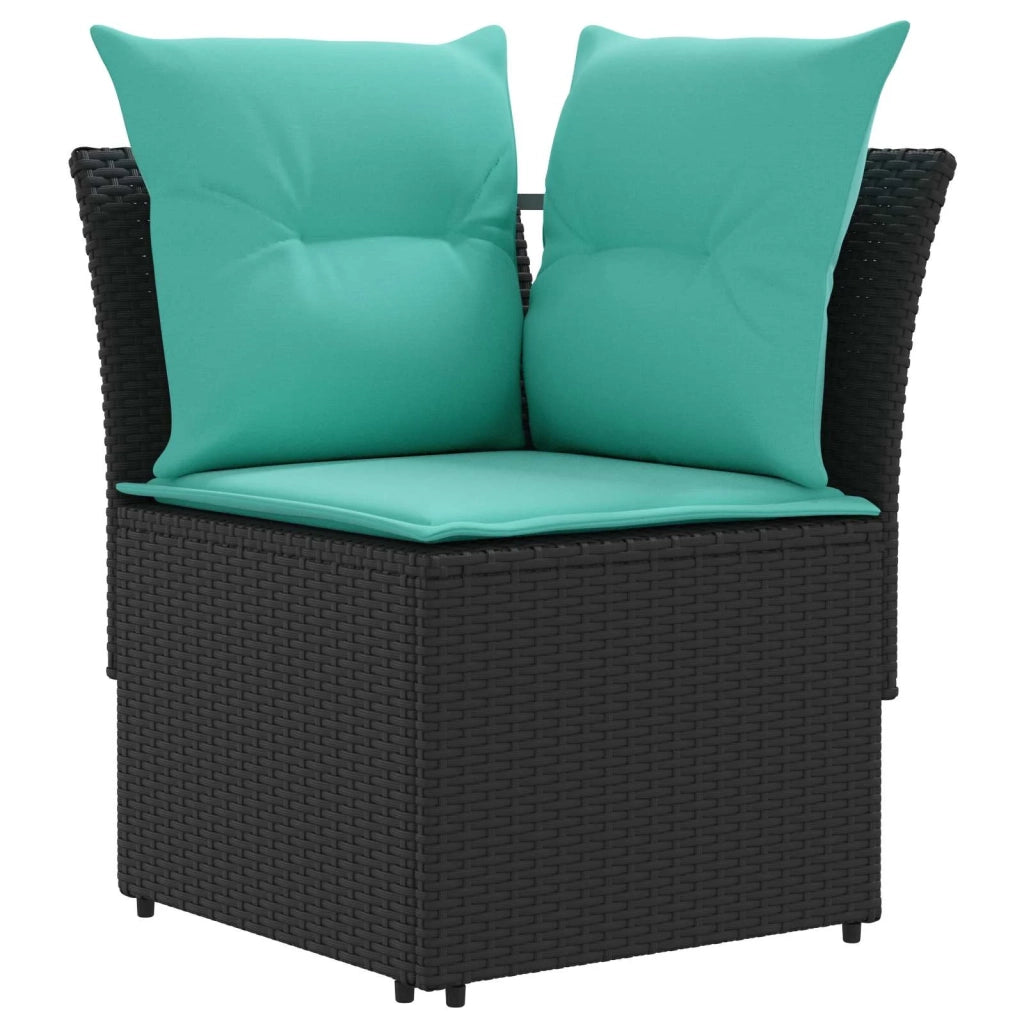 Set di Mobili con cuscino 4 pcs Nero e Turchese Rattan in PE 3422180