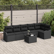 Set Divano da Giardino 7 pcs Nero polyrattan