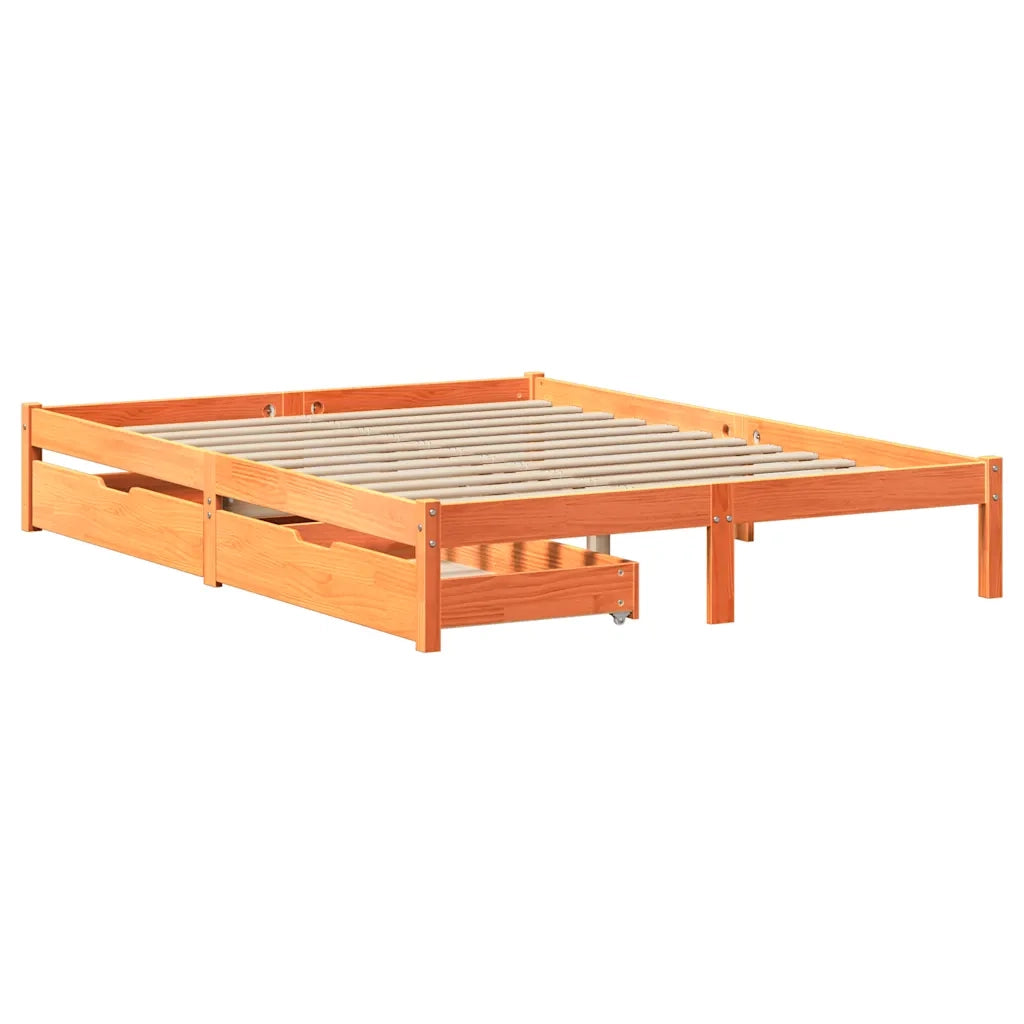 Letto senza Materasso-Struttura Letto Marrone Cera 120x200 cm in Legno di Pino 329658