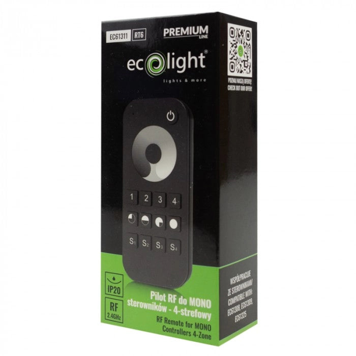 Telecomando RF RT6 4 zone touch per LED mono nero Ecolight