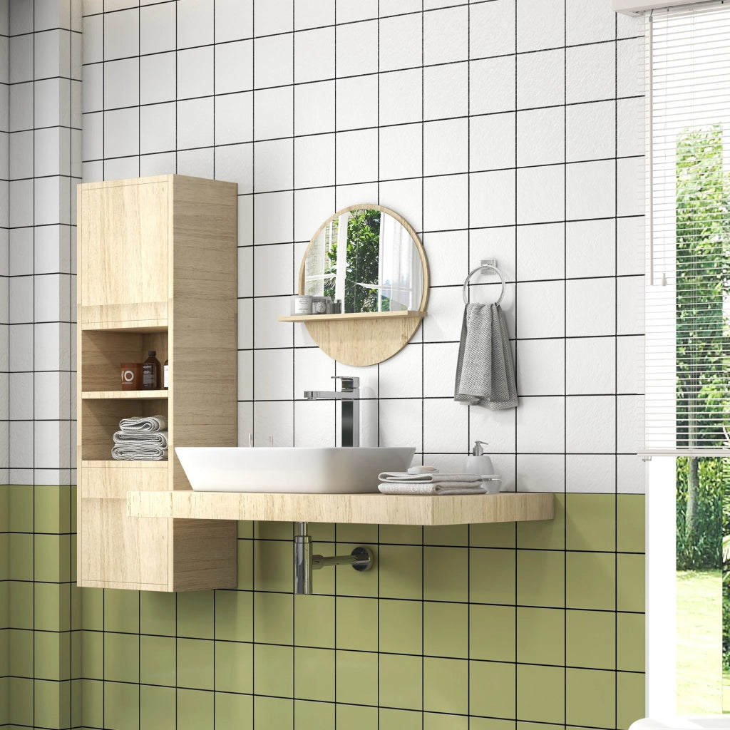 Specchio Bagno Rotondo con Ripiano ¨C Xylo ¨C Truciolato Bianco, ?45x10 cm