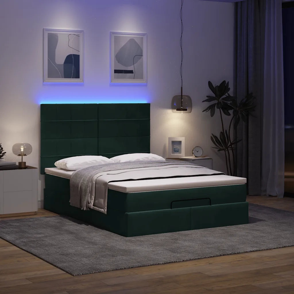 Struttura Letto Pouf con Materassi 140x200 cm in Velluto 3314327