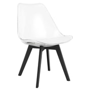 Sedia Mark trasparente con cuscino bianco e gambe nere