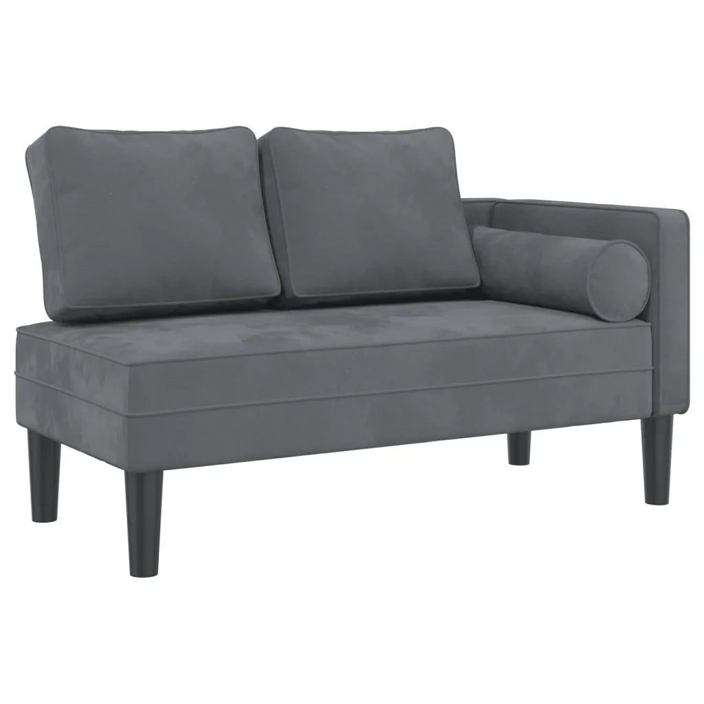 Chaise Longue con Cuscini Grigio Scuro in Velluto CFW1778845