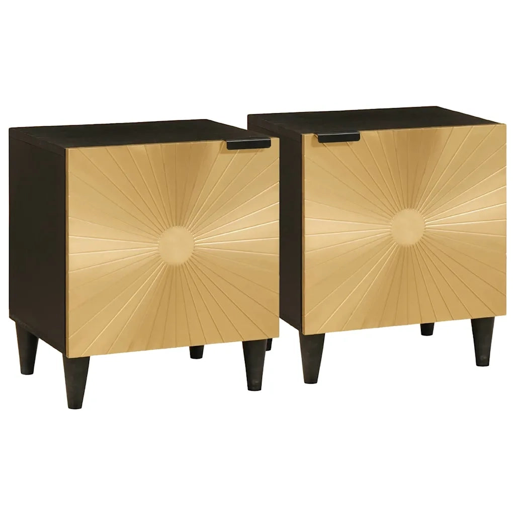 Armadio da Notte 2 pcs Nero e Oro 40 x 33 x 46 cm 4017825