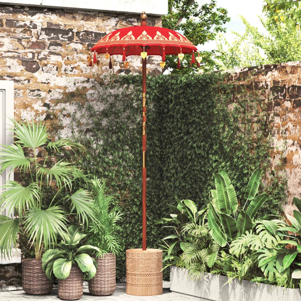 Ombrello balinese con base Rosso 95 x 95 x 260 cm 3356912