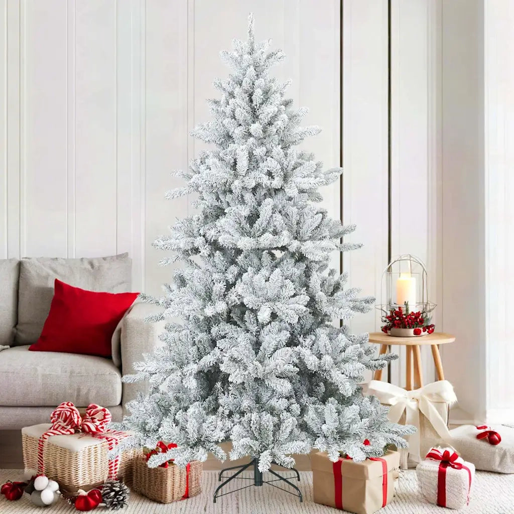 Albero di Natale Artificiale Snodato Foderato di Neve Bianco 42019328