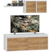 Mobile TV con Scaffale Parete ¨C Xylo ¨C Legno Bianco, 7 Ripiani, 120x41x43 cm