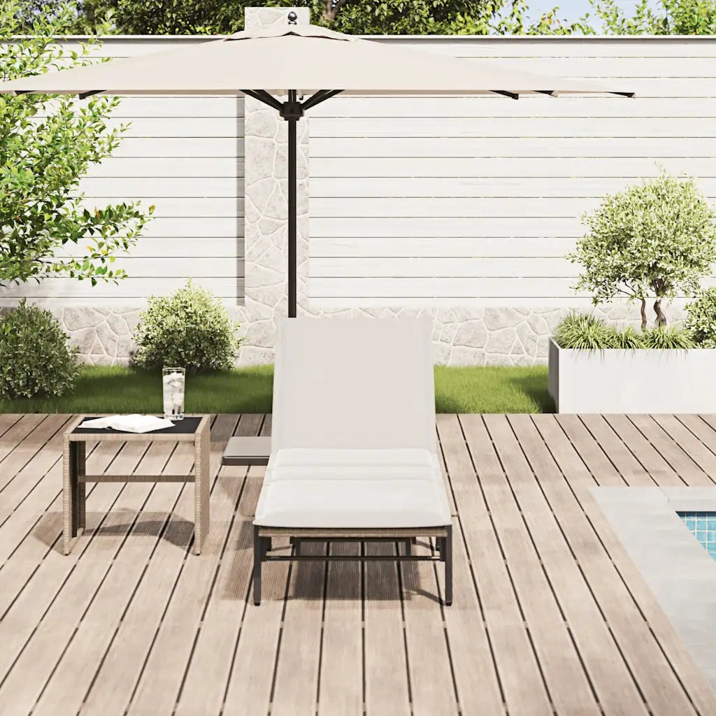 Lettino Prendisole con Cuscini Beige in Polyrattan 4104083