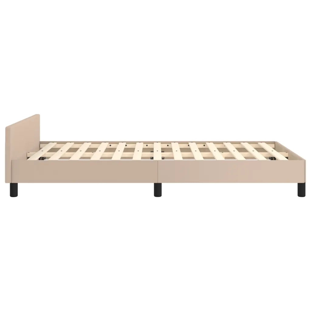 Letto matrimoniale | Letto per adulti | Giroletto senza Materasso Cappuccino 120x190 cm in Similpelle