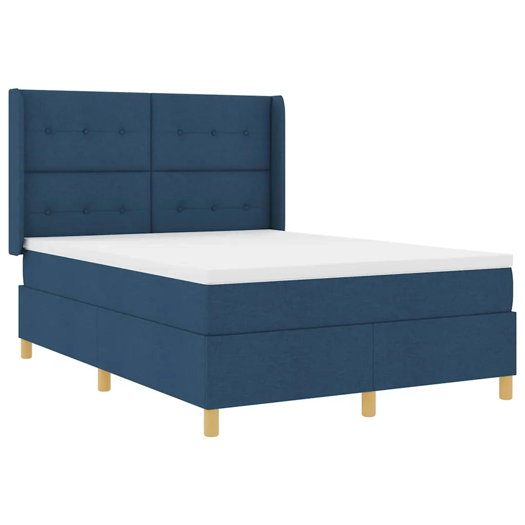 Letto a molle con materasso Blu 160 x 200 cm Tessuto