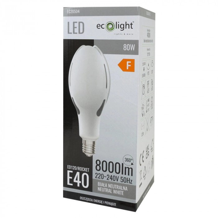 Lampadina LED E40 80W 8000lm 4000K neutra Ecolight