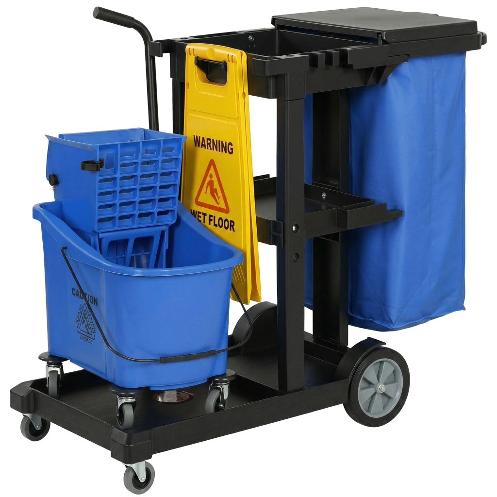 Carrello per Pulizia con 3 Ripiani e Secchio ¨C Minimal ¨C Blu