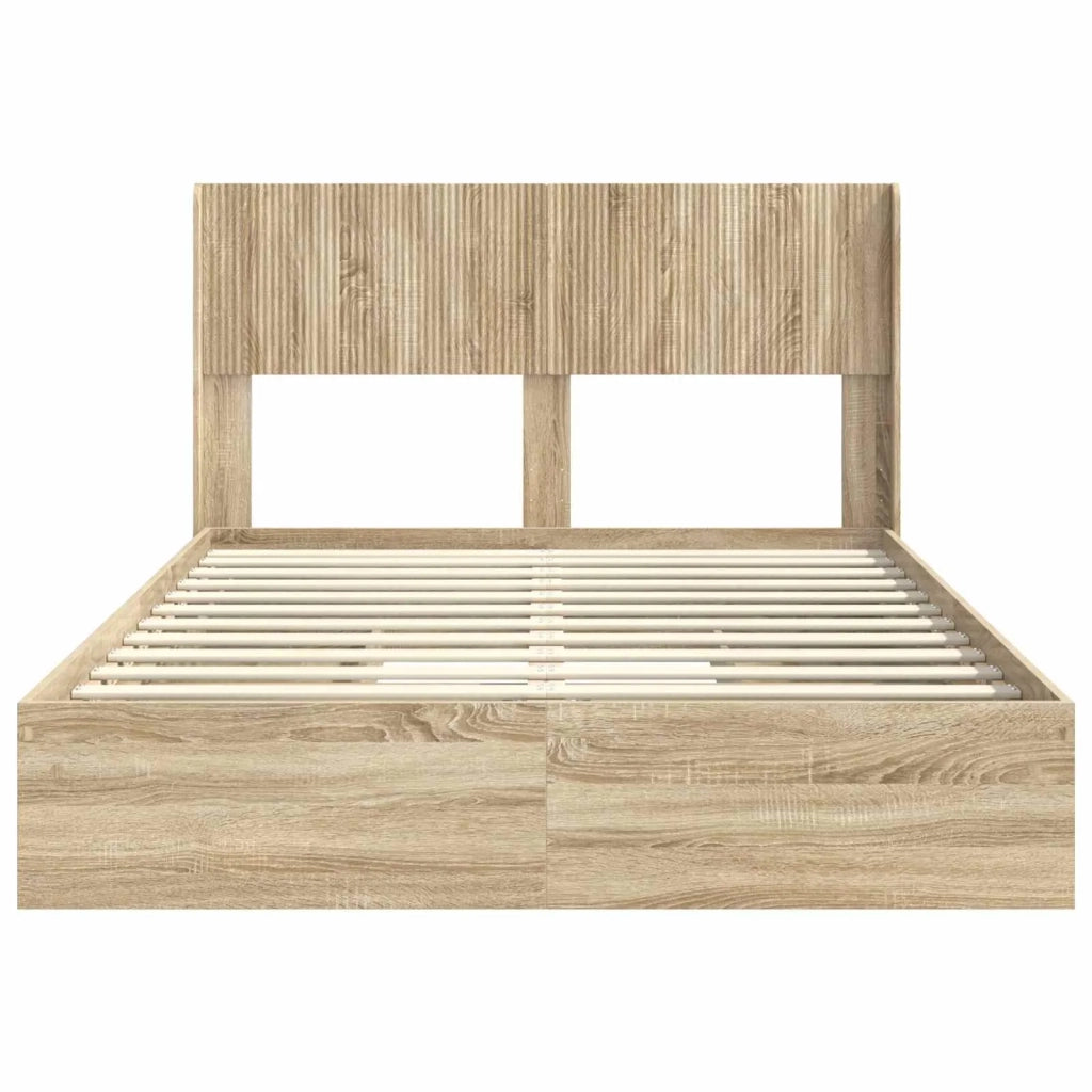 Struttura del letto con stoccaggio e testata Rovere Sonoma
