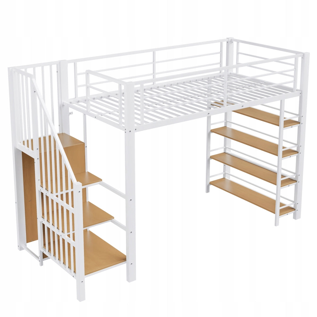 Letto a castello 90x200 - Xylo - Bianco con scala