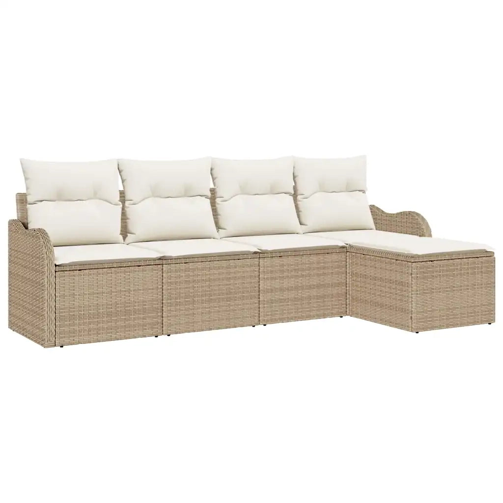Set Divano da Giardino con cuscino 5 pcs Beige Poly Rattan 3354330