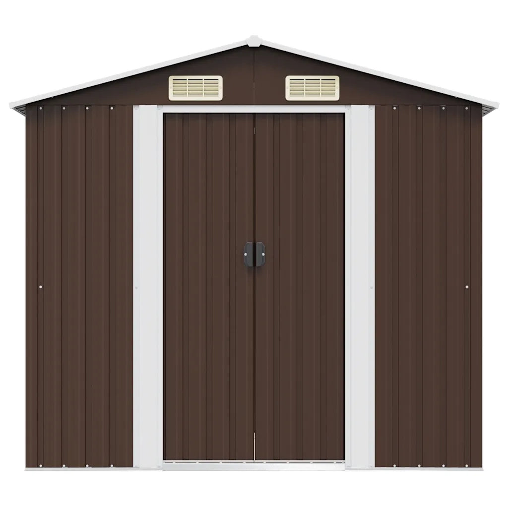 Capanno Attrezzi da Giardino Marrone 204x132x186 cm in Acciaio 47029