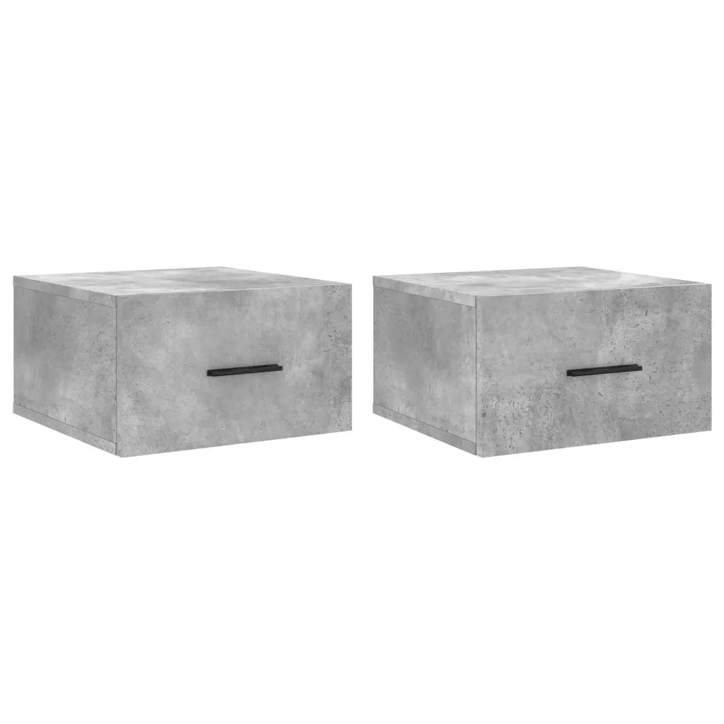 Set di 2 Comodini | Armadio da Notte | Mobiletto da notte a Muro Grigio Cemento 35x35x20 cm