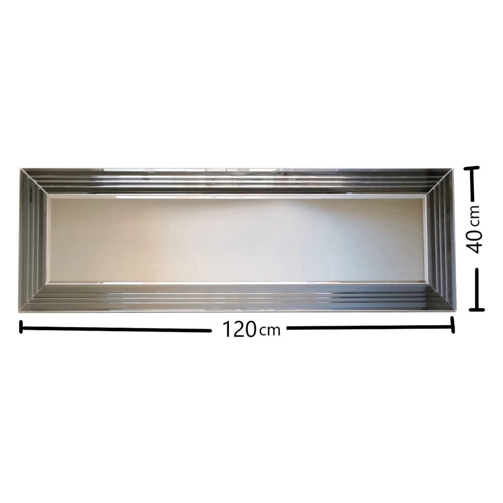 Varallo, Specchio Dettagli Geometrici, 120x40h cm Argento