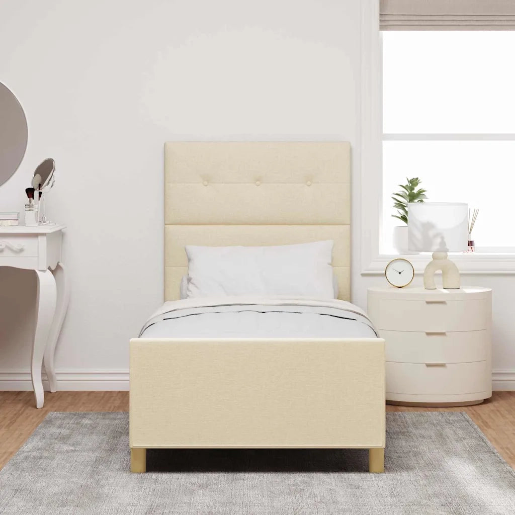 Struttura del letto con testiera Crema 100 x 200 cm Tessuto 3344709
