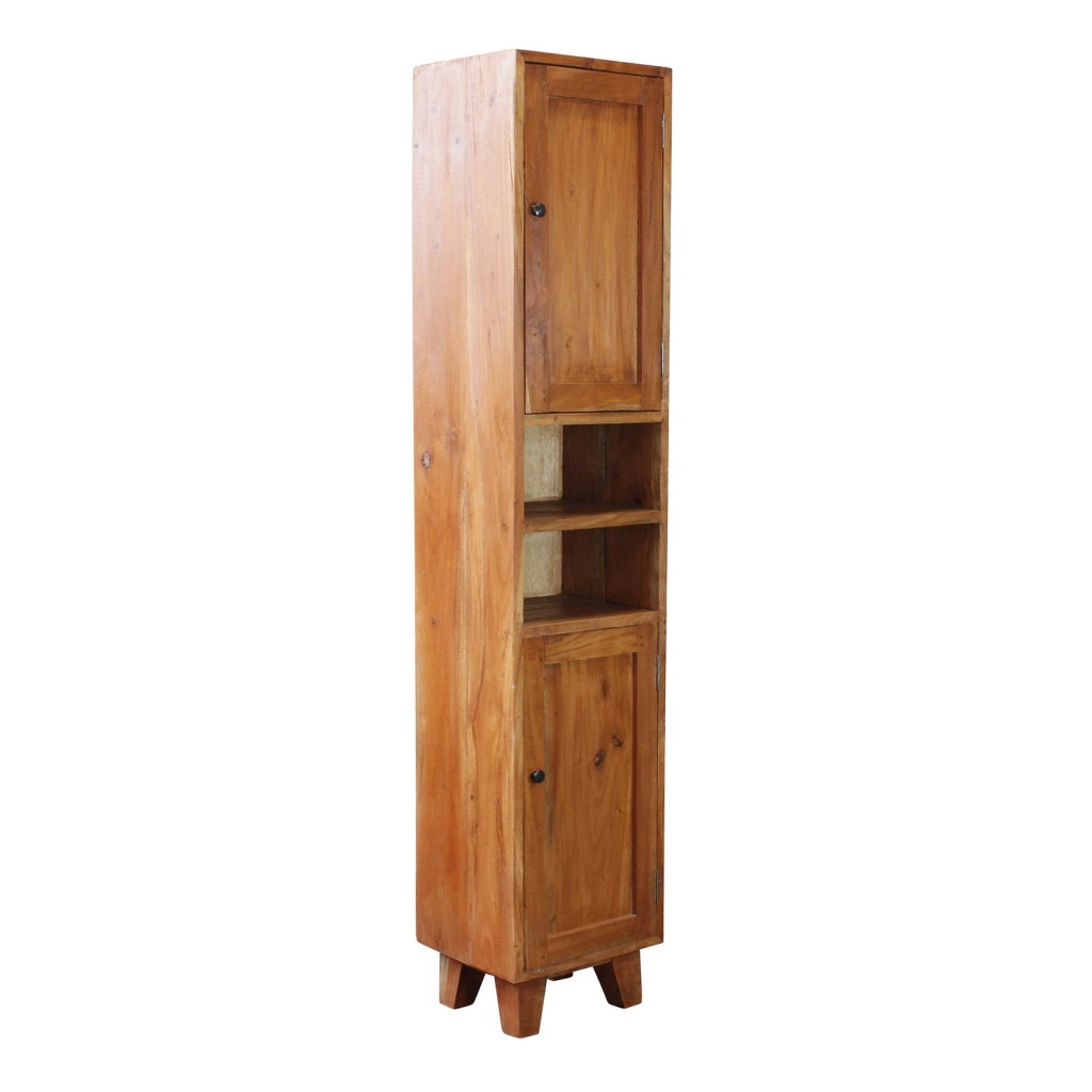 Mobile colonna in legno rustico 2 ante 2 ripiani - AUGUSTA